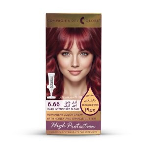 Dark Intense Red Blond Hair Color A vibrant blend of deep red and blonde tones for a bold, radiant, and long-lasting look
